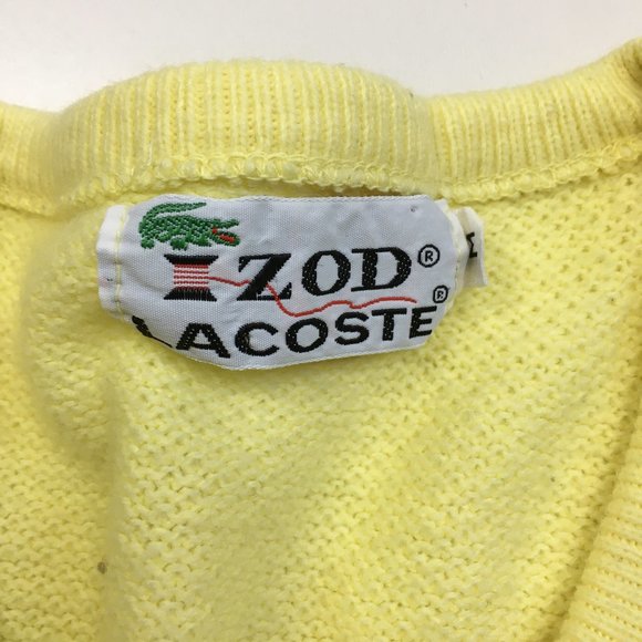 Vintage LACOSTE IZOD Yellow Soft Orlon Acrylic Textured Knit Pullover Sweater - Picture 2 of 12